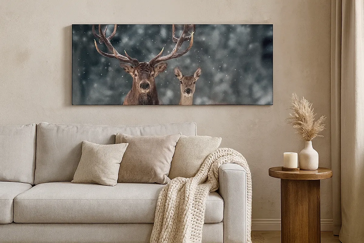 Canvastavla - Bild på duk - Skogens herre med hustrun - 30x30 cm