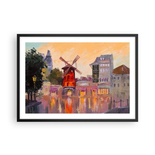 Affisch i svart ram - Ikoner av Paris – Moulin Rouge - 70x50 cm