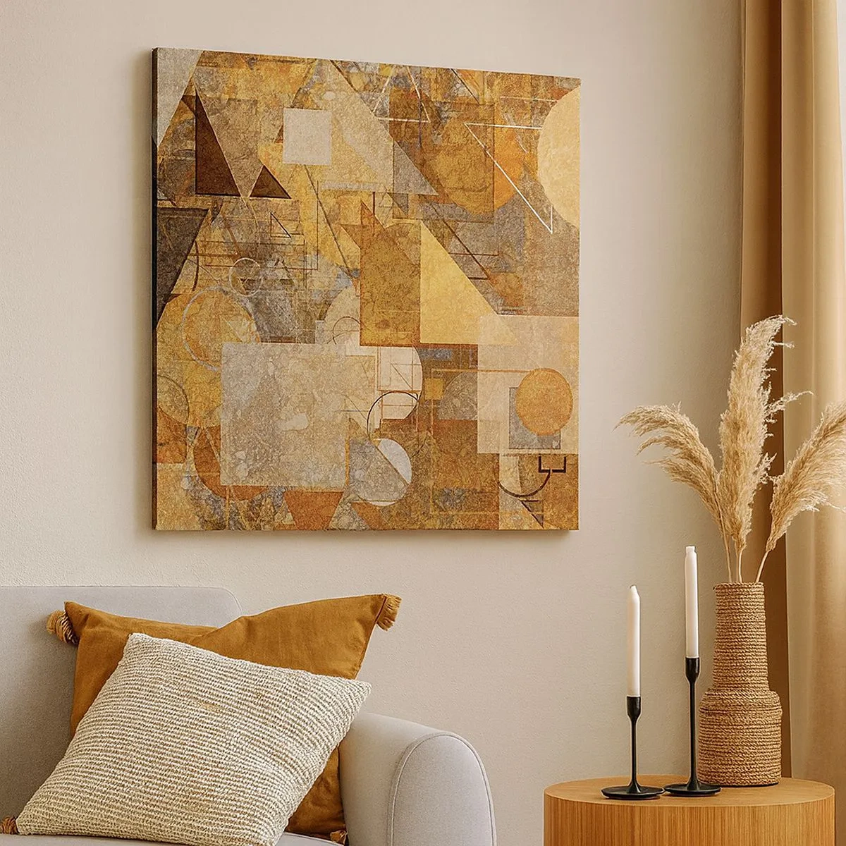 Canvastavla - Bild på duk - Kubistisk studie i brun - 30x30 cm