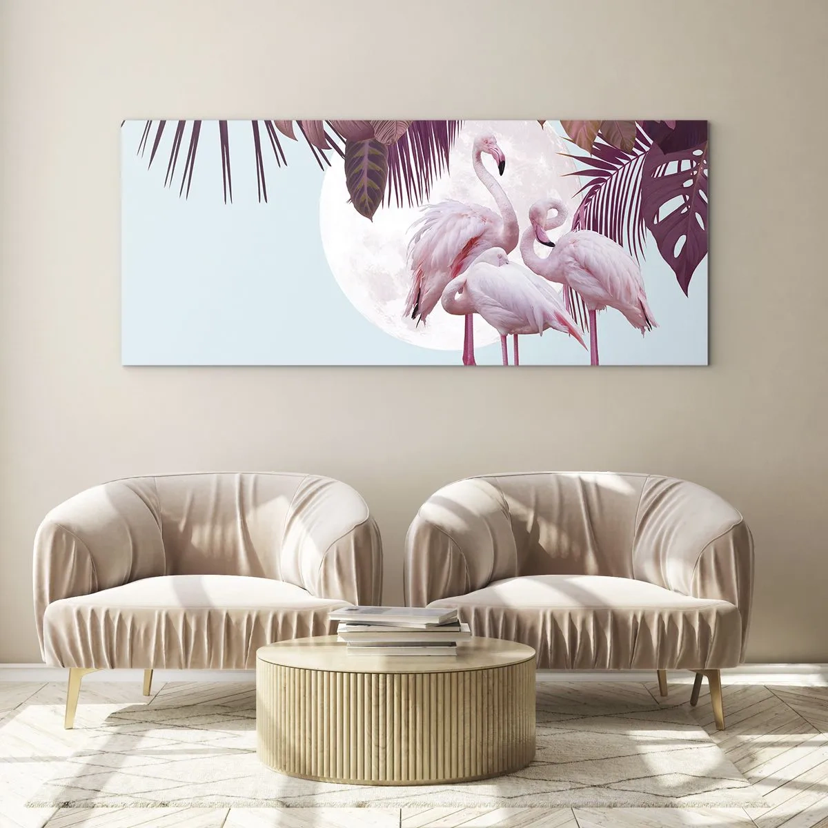 Glastavla - Bild på glas - De tre fågelgracena - 120x50 cm