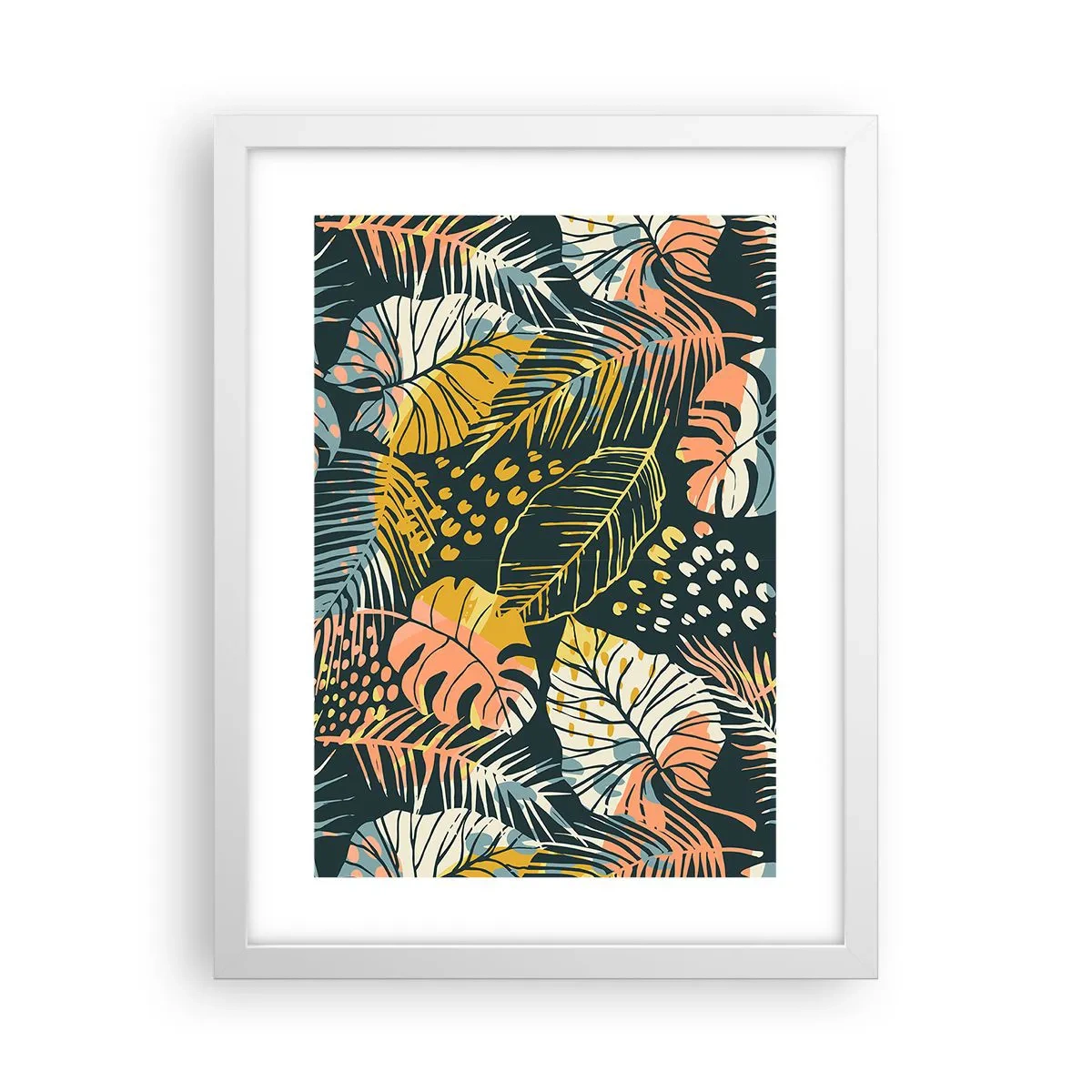 Affisch i vit ram - Lövfantasi - 30x40 cm