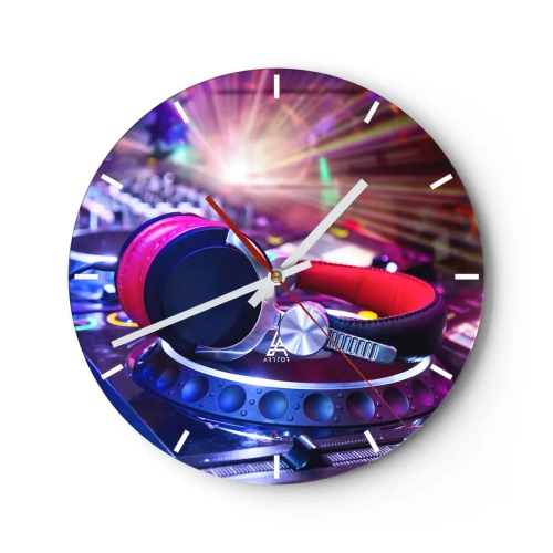 Väggklocka - Klocka på glas - Låt partyt börja - 40x40 cm