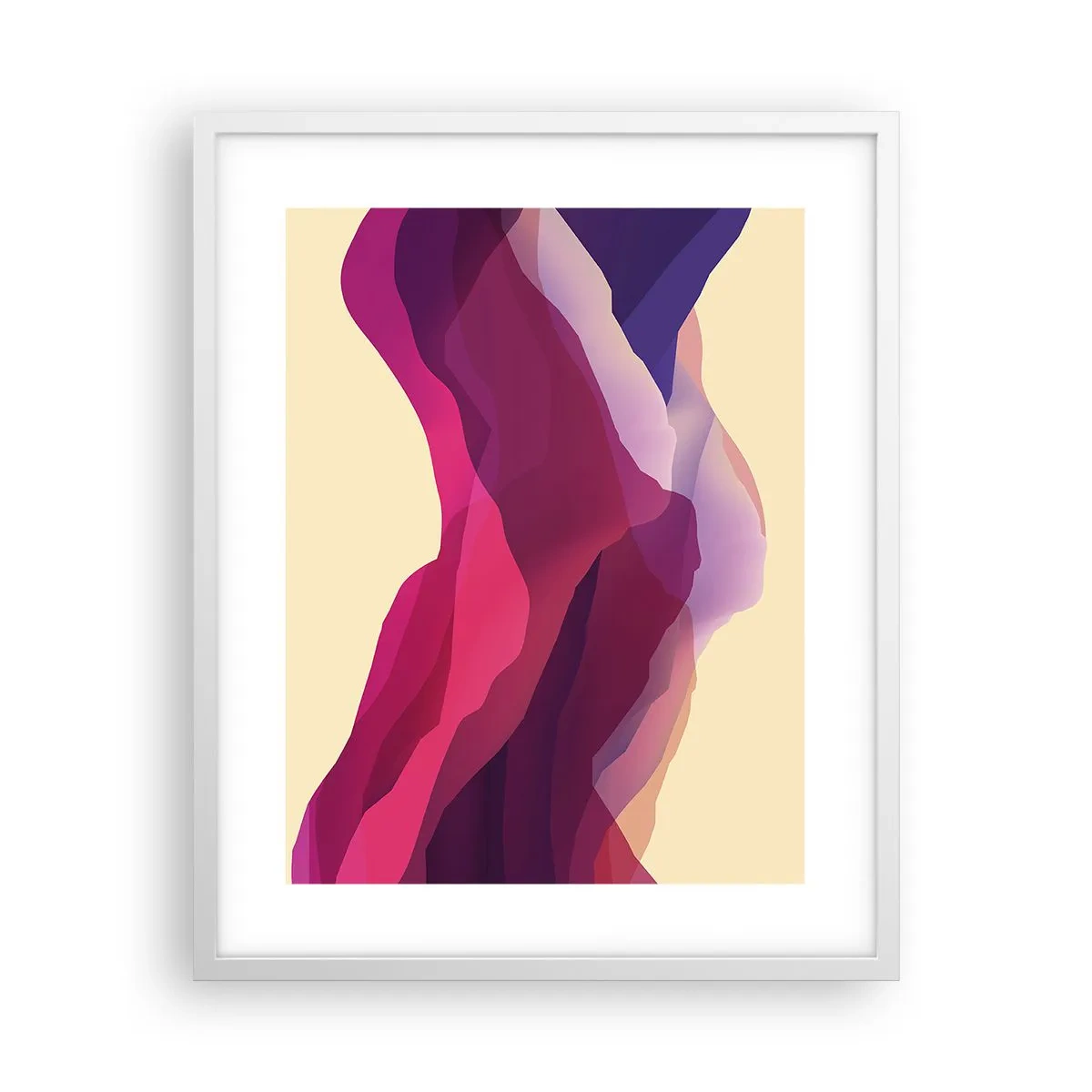 Affisch i vit ram - Purpurfärgade vågor - 40x50 cm