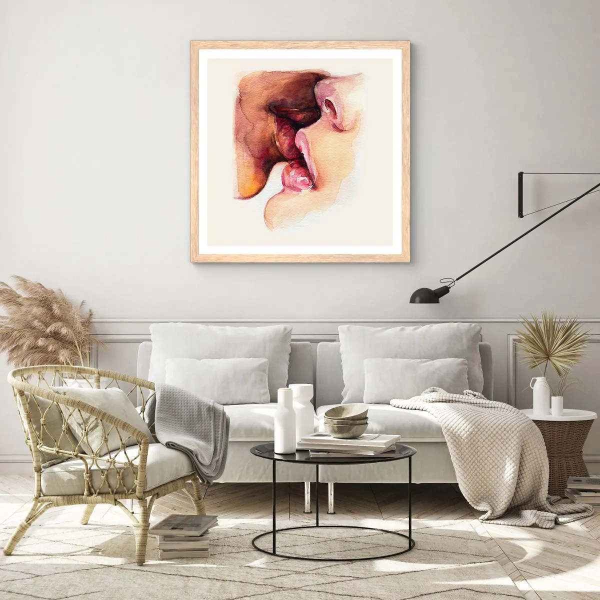 Affisch i ram av ljusek - Som dag och natt, jord och himmel - 50x50 cm