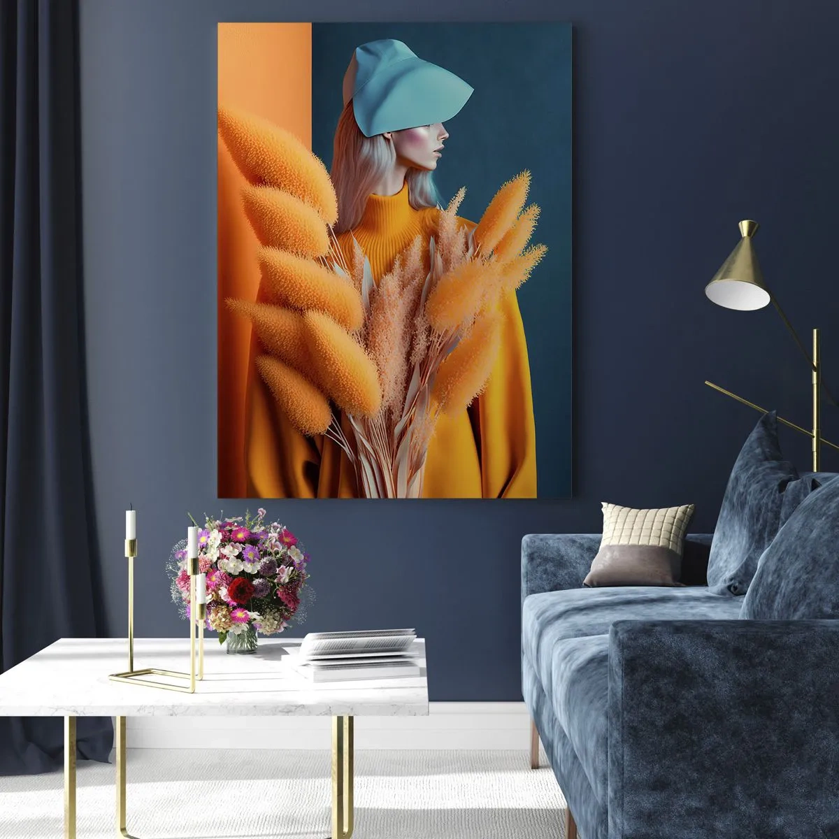 Glastavla - Bild på glas - Fluffigt porträtt - 80x120 cm