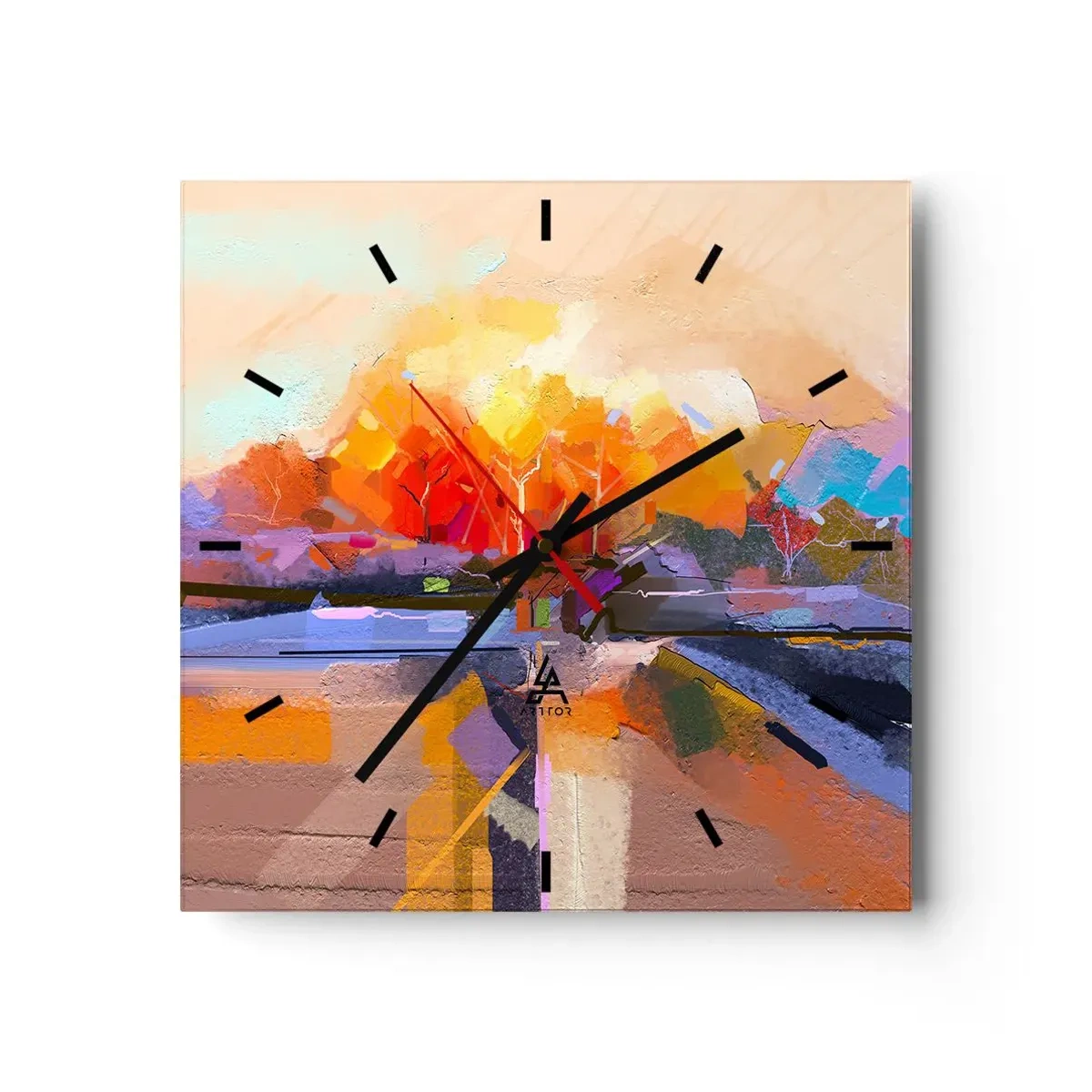 Väggklocka - Klocka på glas - Så blev det höst - 30x30 cm