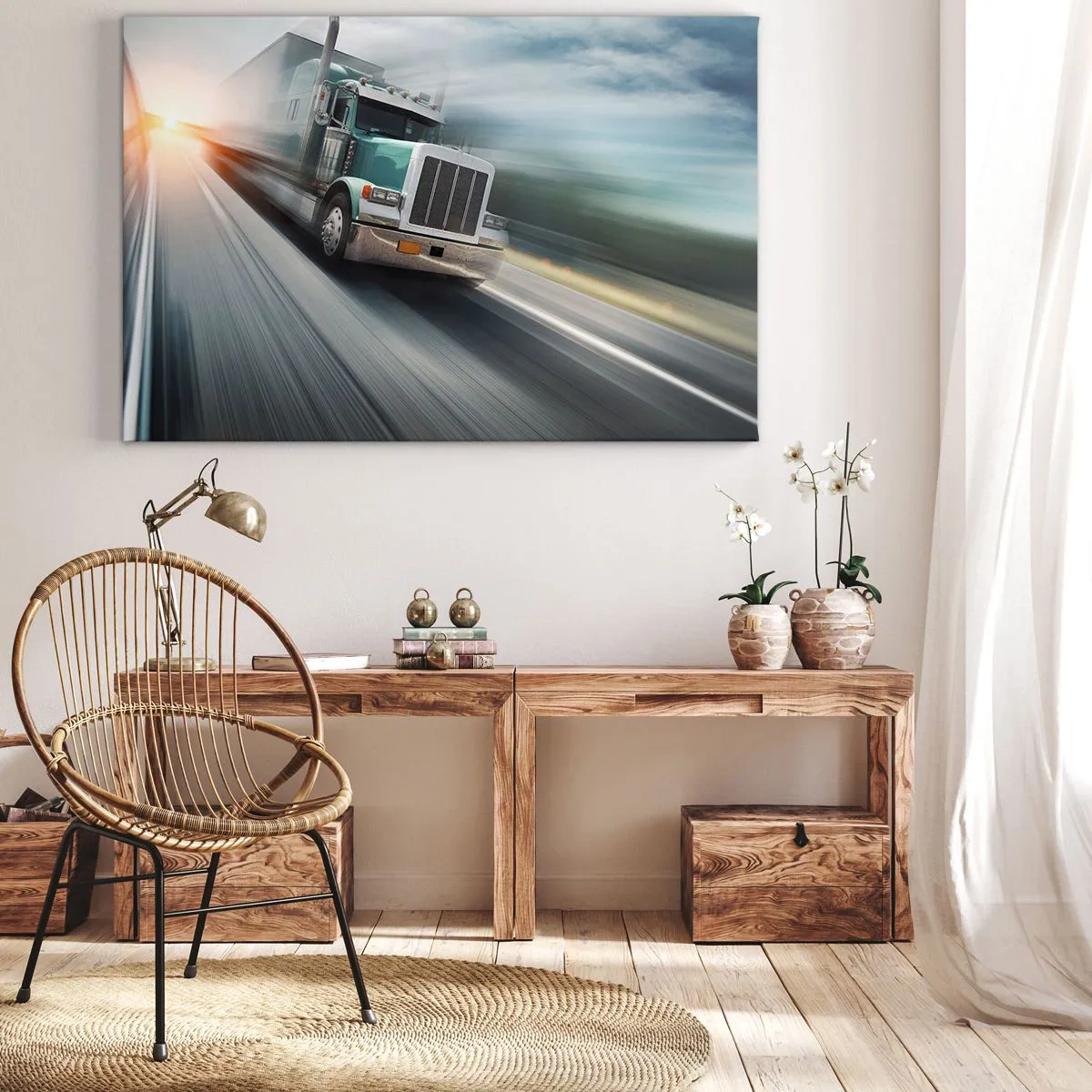 Canvastavla - Bild på duk - Amerikanska jätten i full fart - 120x80 cm