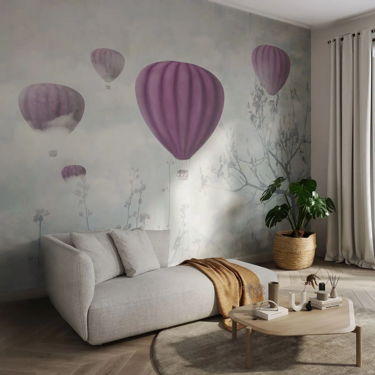 Fototapet Standard Eco - Som båtar på himlen - Abstraktion, Ballongflygning, Grafik - 450x315 cm
