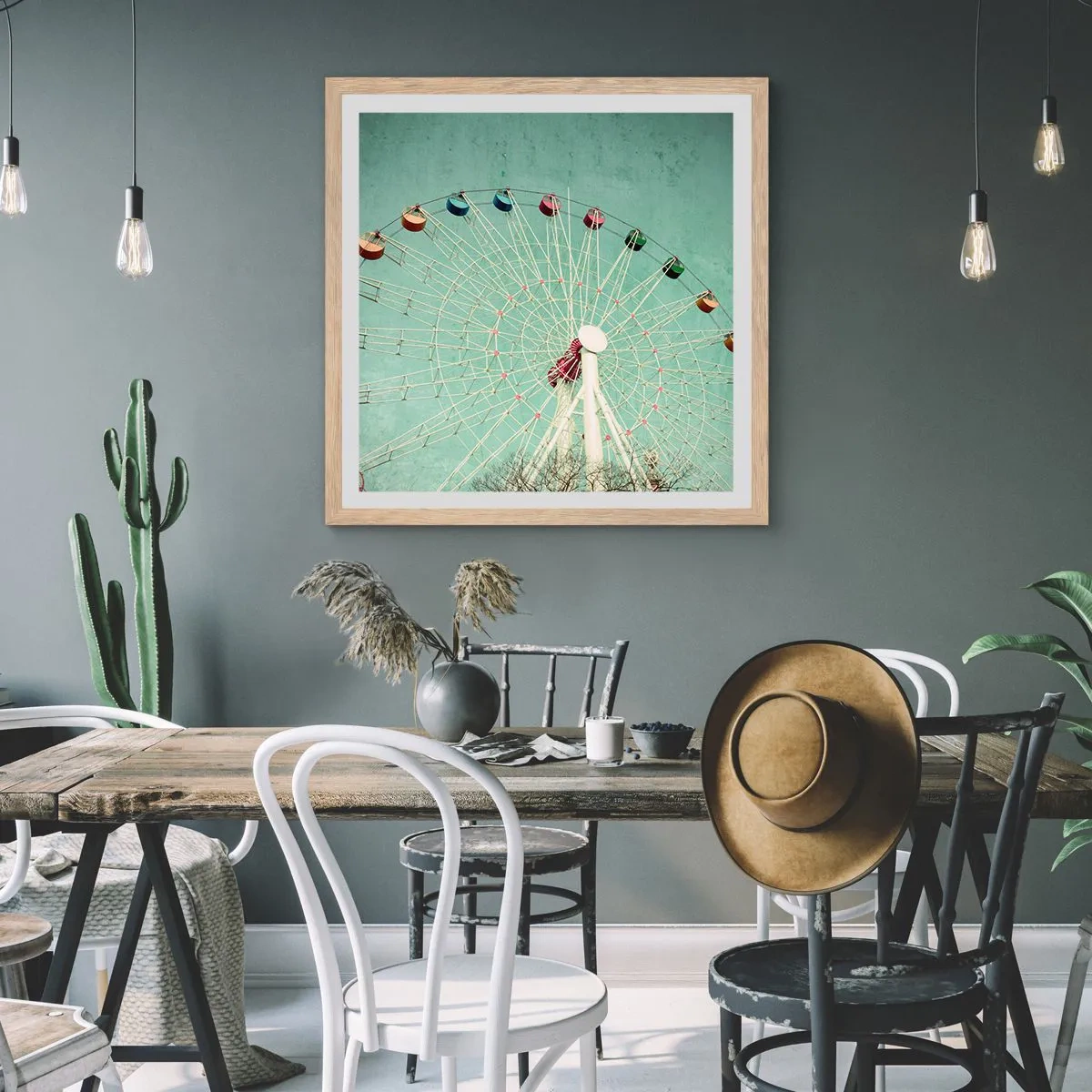 Affisch i ram av ljusek - Välkommen att ha kul - 30x30 cm