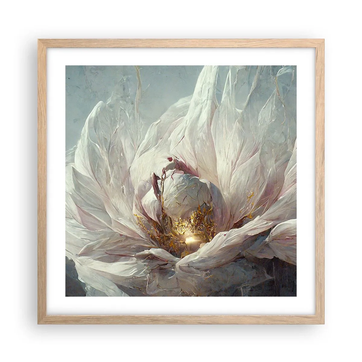 Affisch i ram av ljusek - Blommar en gång på hundra år - 50x50 cm