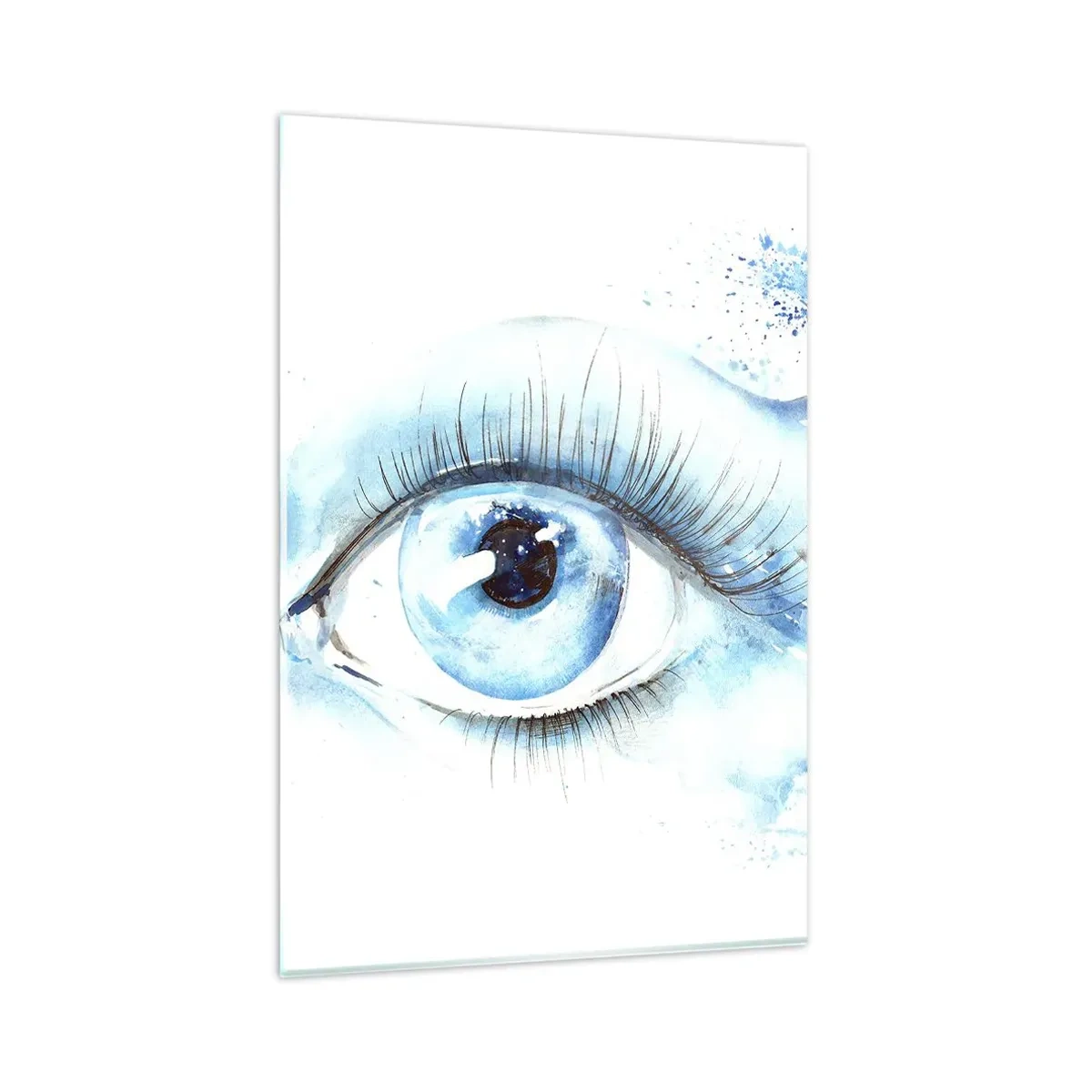 Glastavla - Bild på glas - Doppa sig i den blåa blicken - 80x120 cm