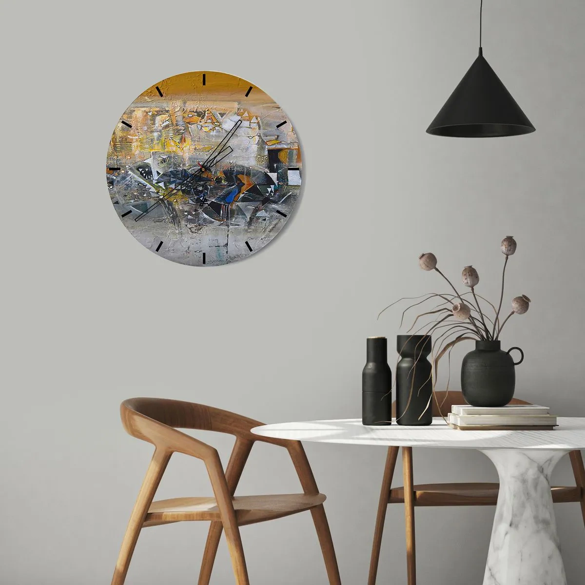 Väggklocka - Klocka på glas - Allt blir bra - 30x30 cm