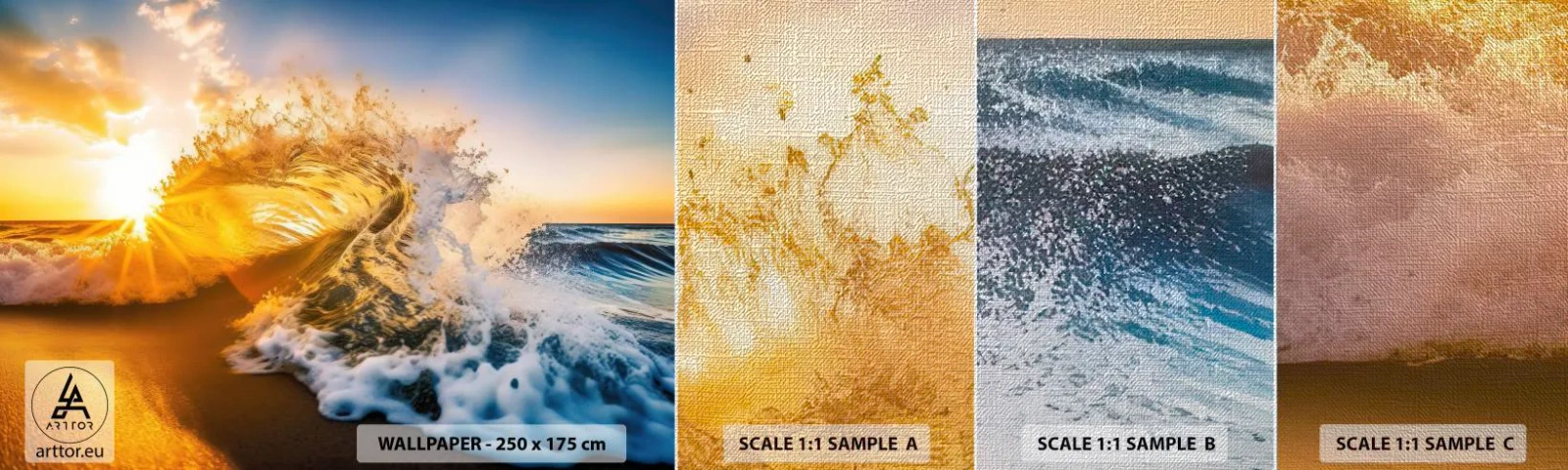 Provbit av fototapet Premium Canvas - Lek i sanden - Vinka, Hav, Vatten - 100x30 cm