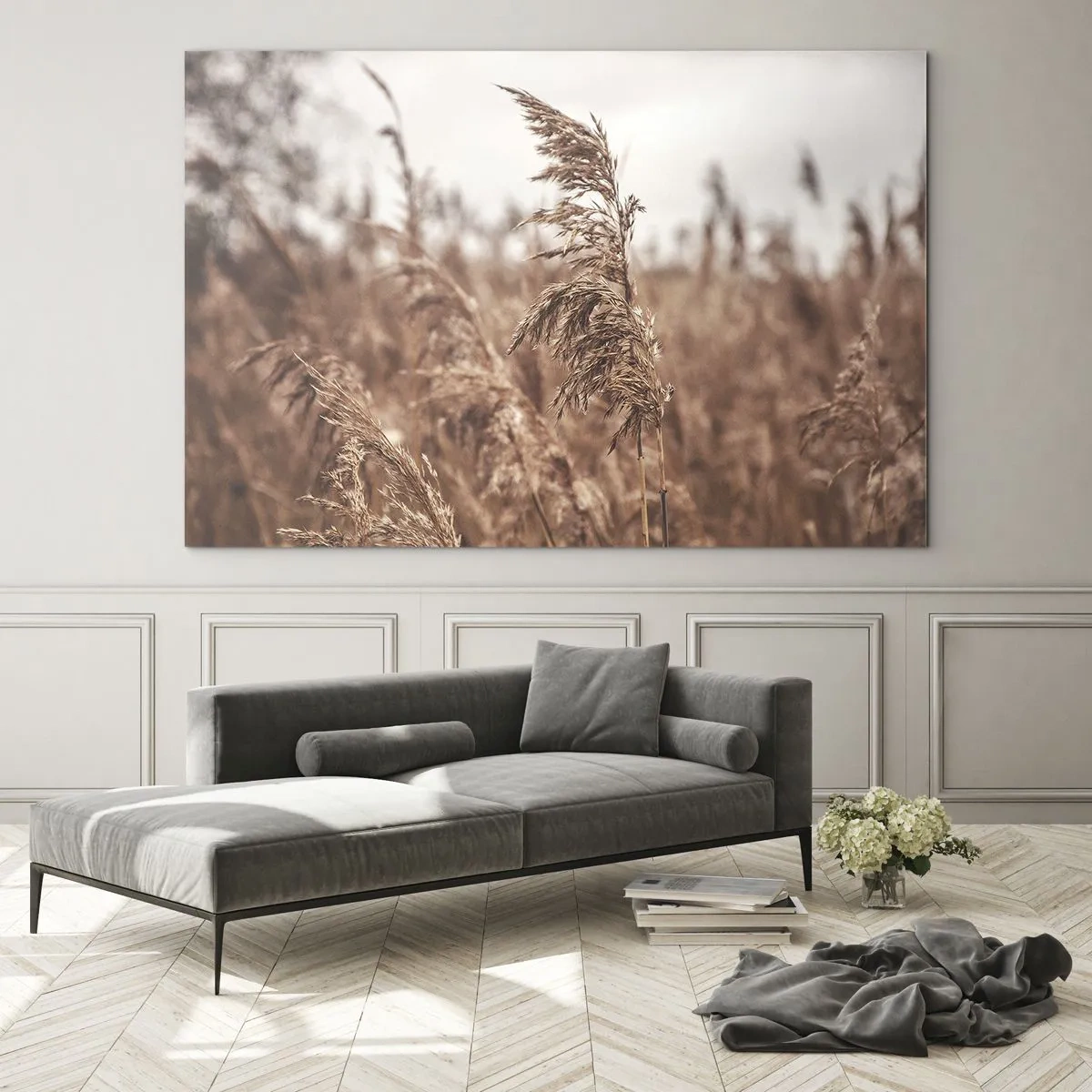 Glastavla - Bild på glas - Hösten är framme på åkrarna - 120x80 cm