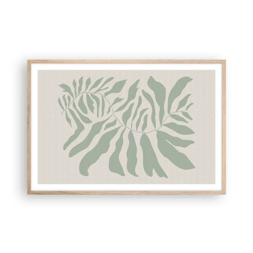 Affisch i ram av ljusek - Smaragdgrön gren - 91x61 cm