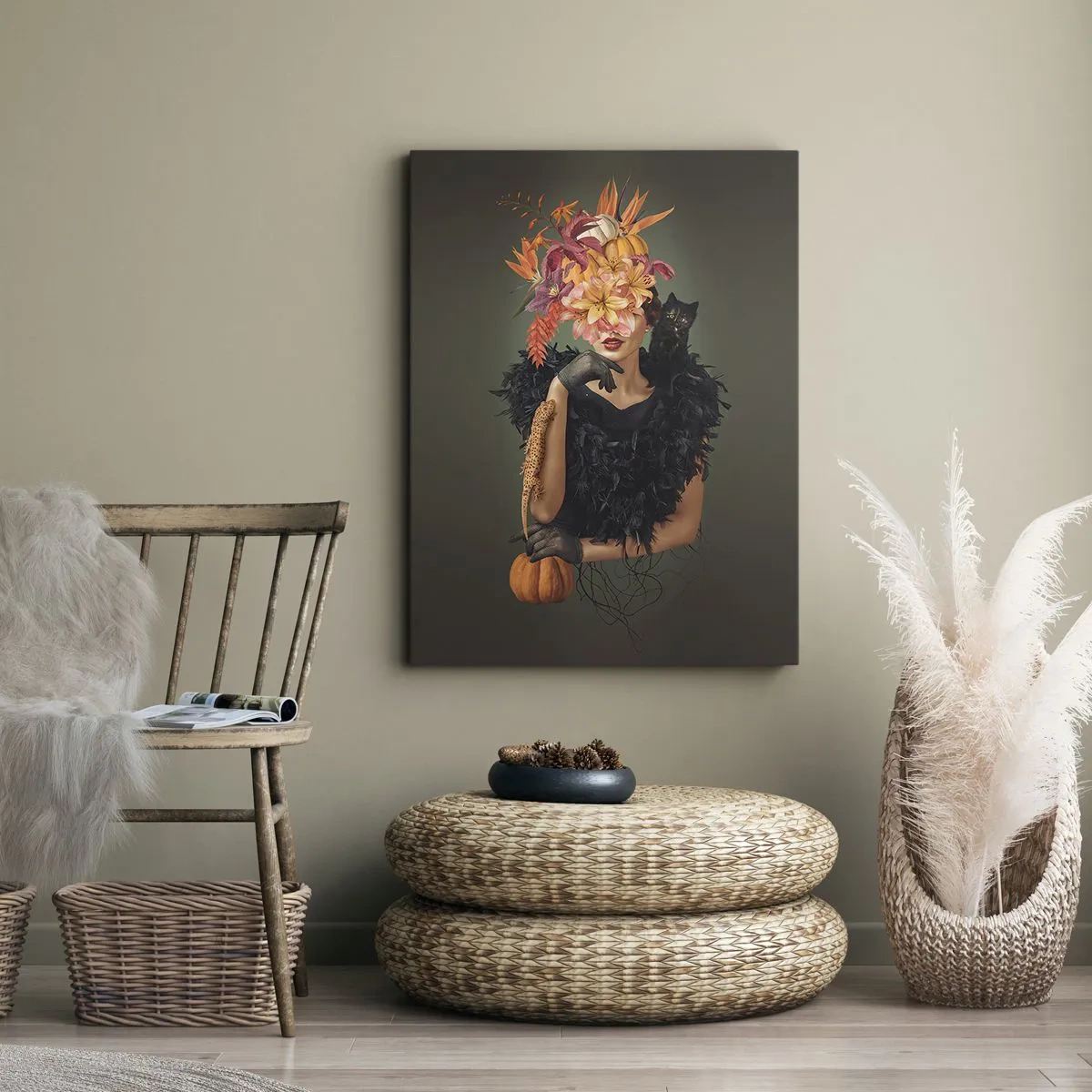 Canvastavla - Bild på duk - Häxans troll - 65x120 cm