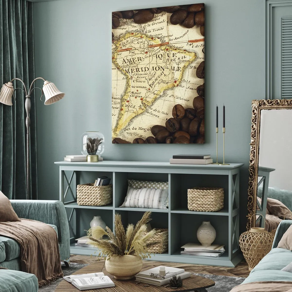 Canvastavla - Bild på duk - Varifrån kommer det bästa kaffet? - 45x80 cm