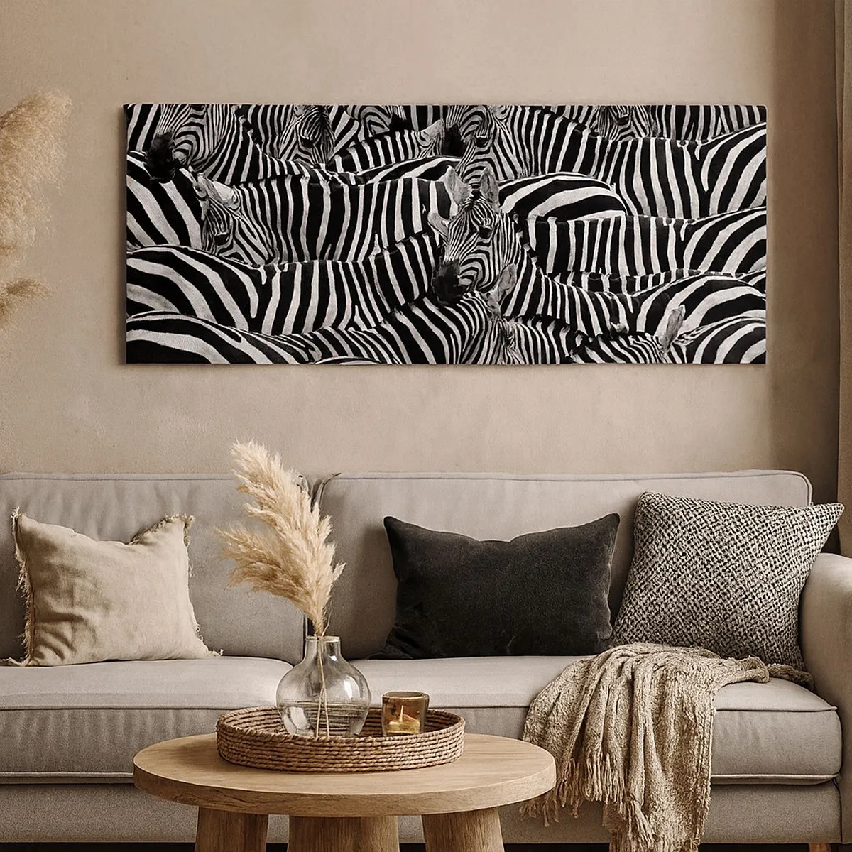 Canvastavla - Bild på duk - Randig grupporträtt - 100x40 cm