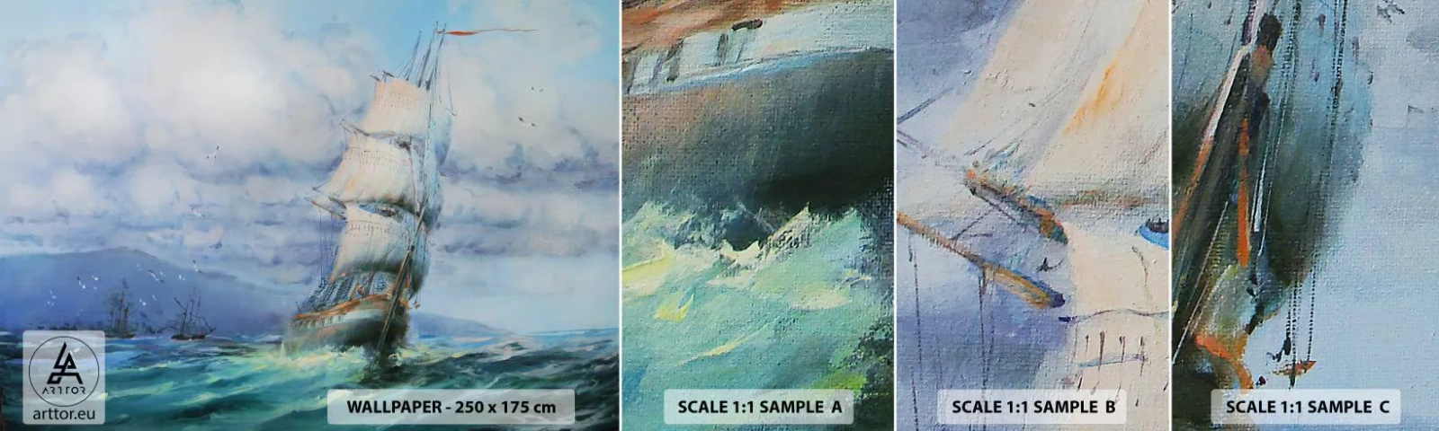 Provbit av självhäftande fototapet Deluxe Sticker - Goda vindar - Segelbåt, Hav, segling - 100x30 cm