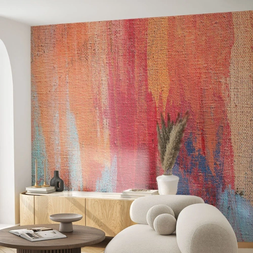 Fototapet Premium Canvas - Rinnande regnbåge - Abstraktion, Bit, Målning - 300x210 cm