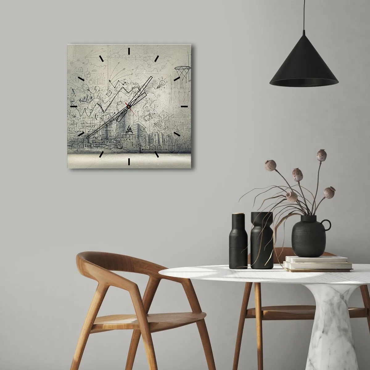Väggklocka - Klocka på glas - Mitt underbara stadsliv - 40x40 cm