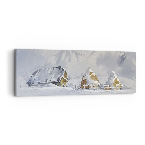 Canvastavla - Bild på duk - I snödalen - 90x30 cm