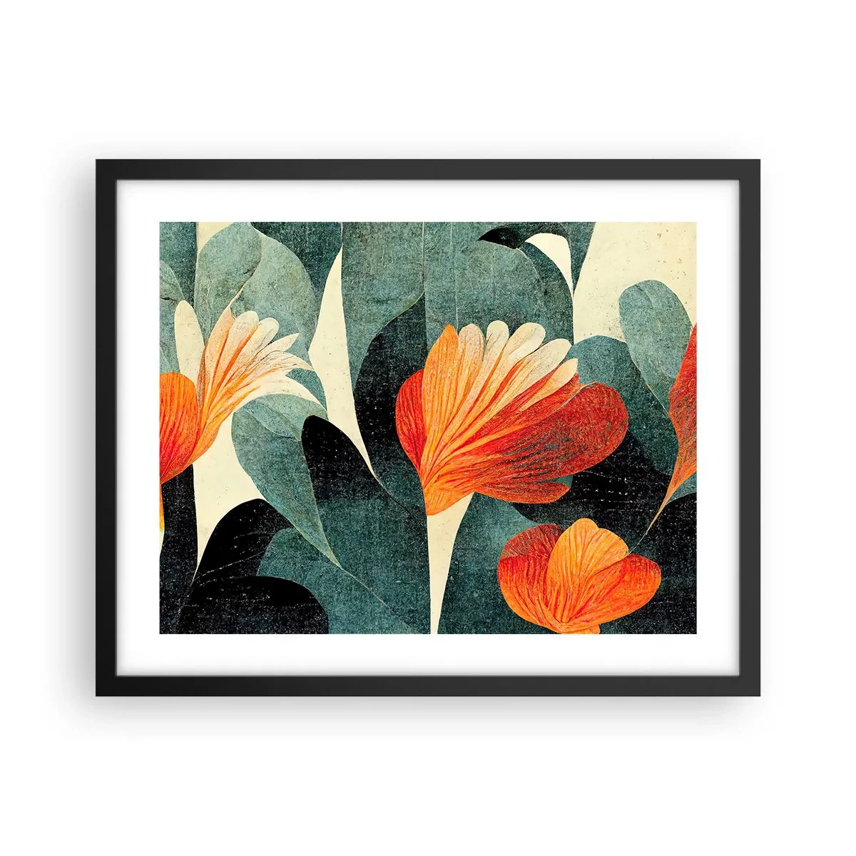 Affisch i svart ram - Värmen i tropikerna och svalkan i grönskan - 50x40 cm