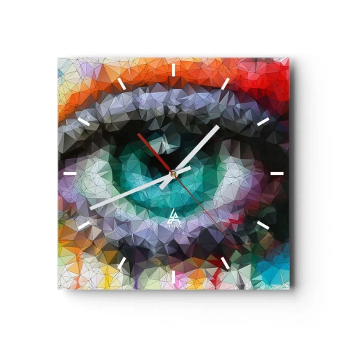 Väggklocka - Klocka på glas - Kristallögonens glans - 30x30 cm