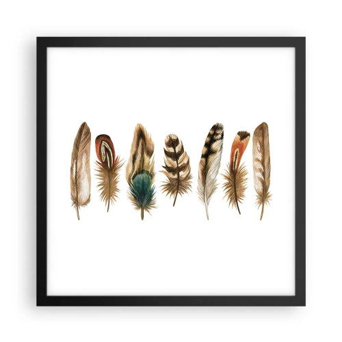 Affisch i svart ram - Fjädervariation - 40x40 cm