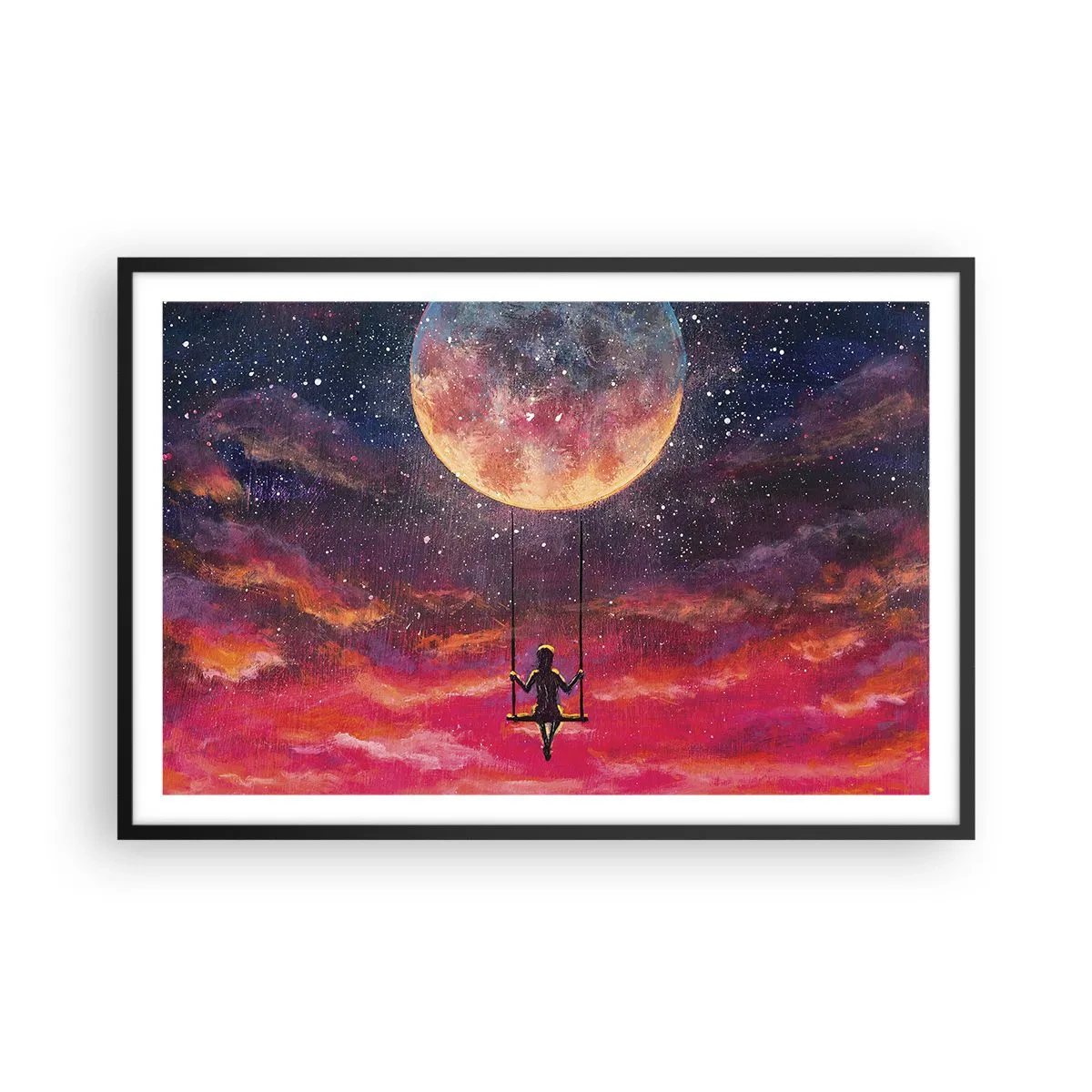 Affisch i svart ram - Sväva i molnen - 91x61 cm