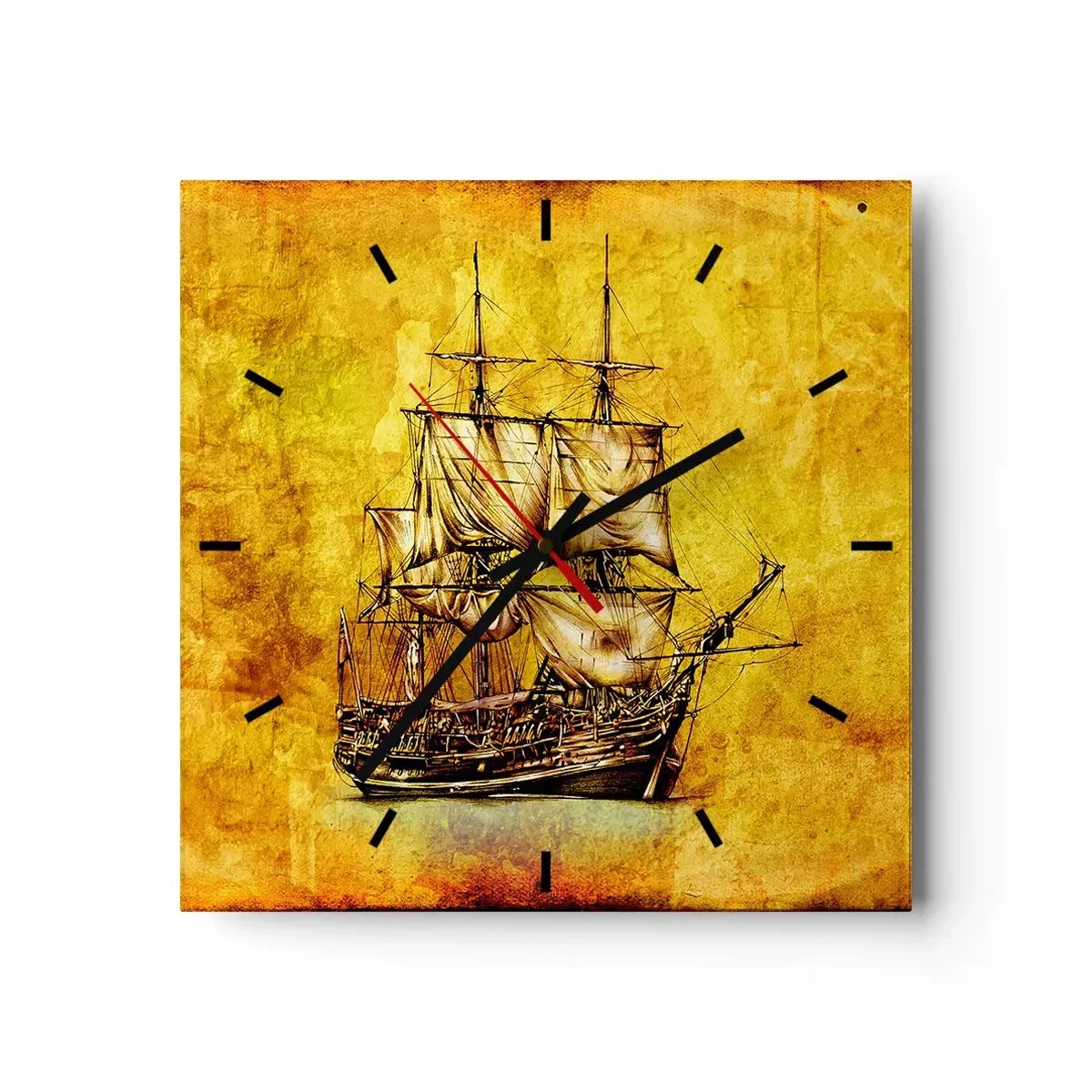 Väggklocka - Klocka på glas - Mot Tortuga! - 30x30 cm