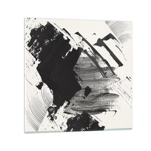 Glastavla - Bild på glas - Abstraktion - uttrycket av svart - 40x40 cm