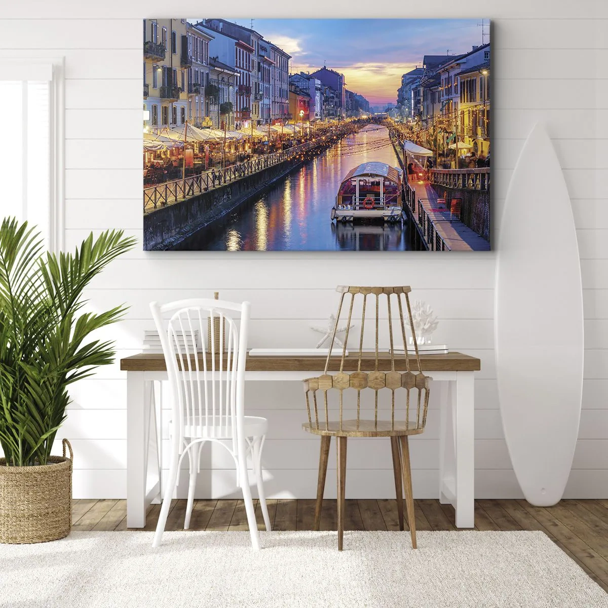 Canvastavla - Bild på duk - Ljusets och nöjets kväll - 70x50 cm