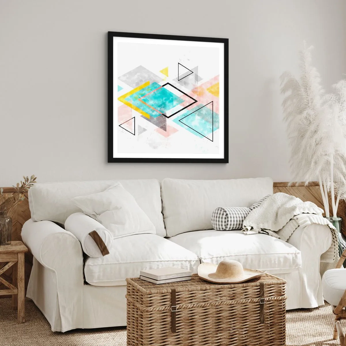 Affisch i svart ram - Geometriskt spel - 30x30 cm