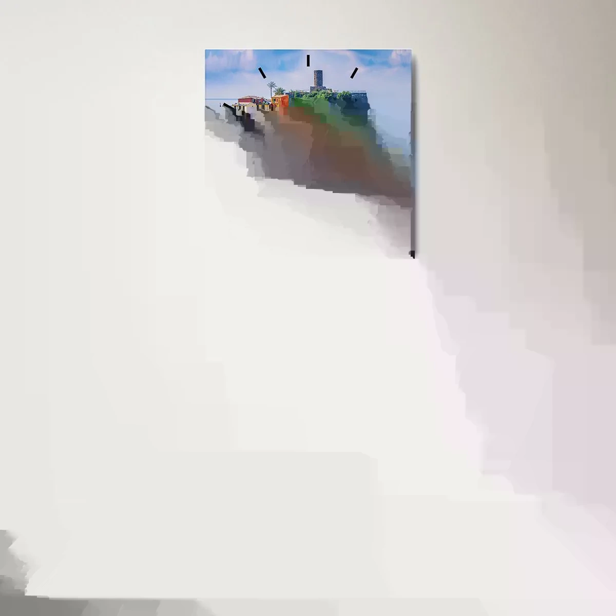 Väggklocka - Klocka på glas - Magisk stad i Medelhavet - 40x40 cm