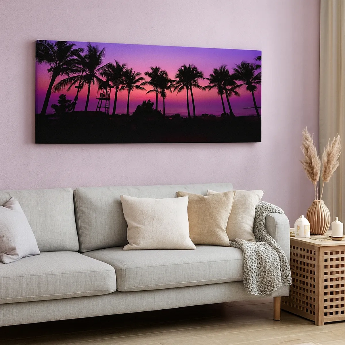Canvastavla - Bild på duk - Kväll under palmerna - 30x30 cm