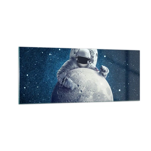 Glastavla - Bild på glas - Skojare i rymden - 100x40 cm