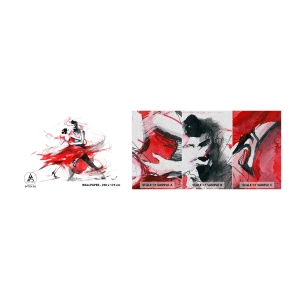 Provbit av fototapet Premium Sand - Tango - passionens rytm - Abstraktion, Dansa, Dansare - 100x30 cm