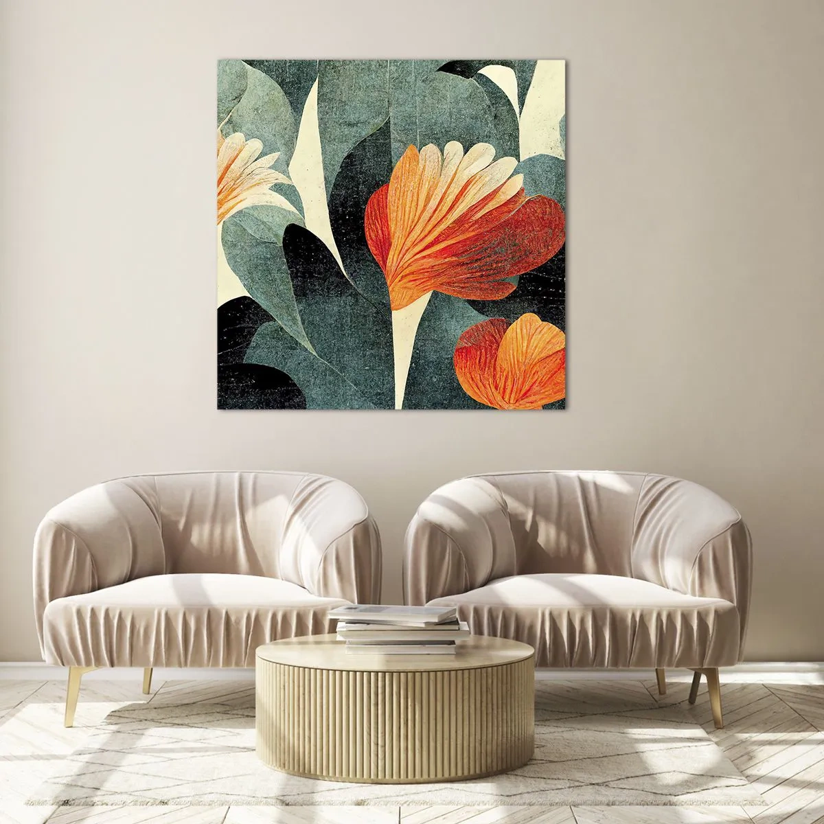 Glastavla - Bild på glas - Värmen i tropikerna och svalkan i grönskan - 50x50 cm