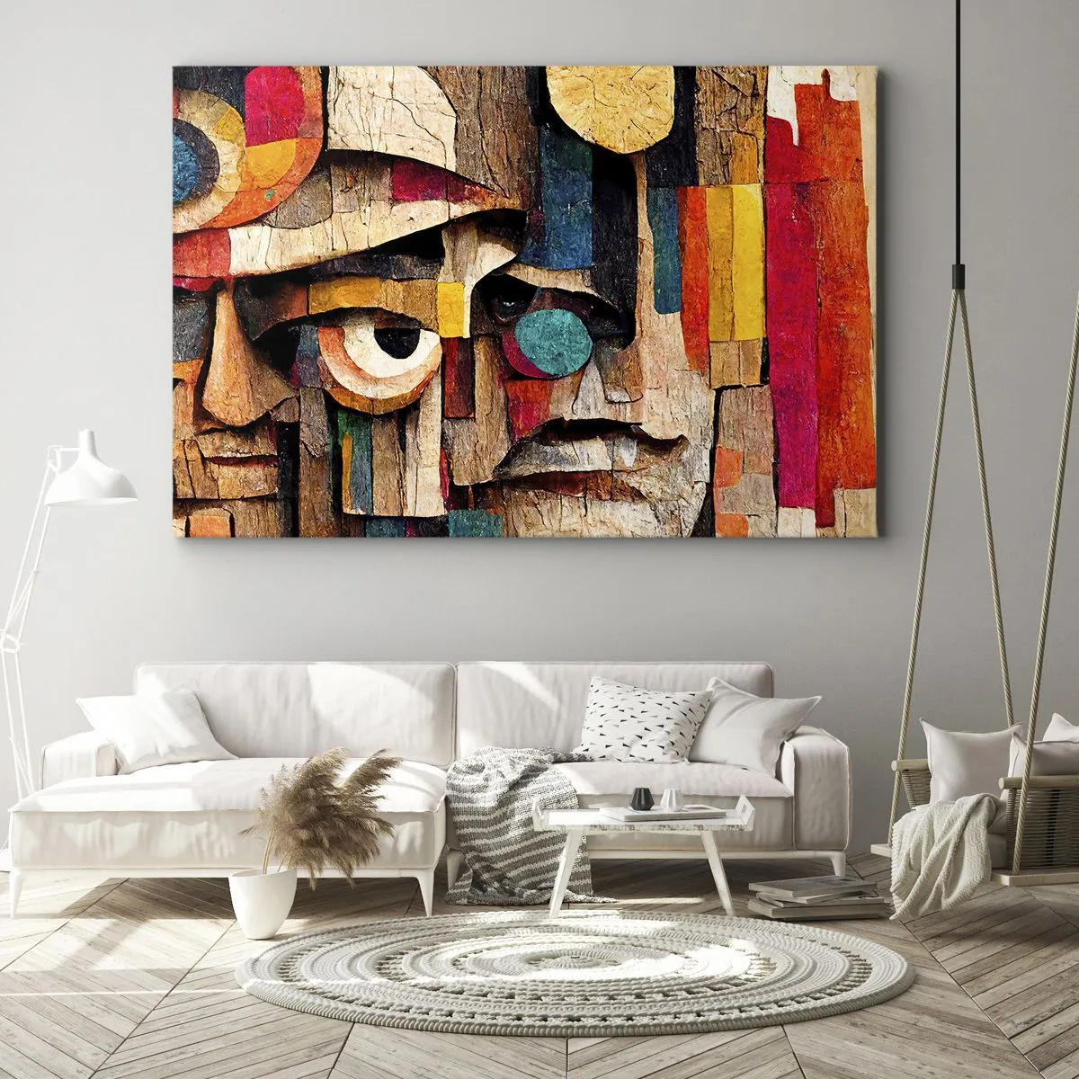 Canvastavla - Bild på duk - Abstrakta ansikten i intensiva färger - 70x50cm - Jag ser dig... - Modern väggdekoration för vardagsrum och sovrum ARTTOR