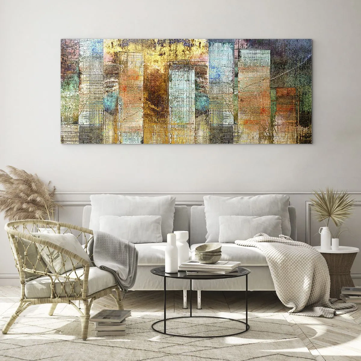Glastavla - Bild på glas - Solig metropol - 120x50 cm