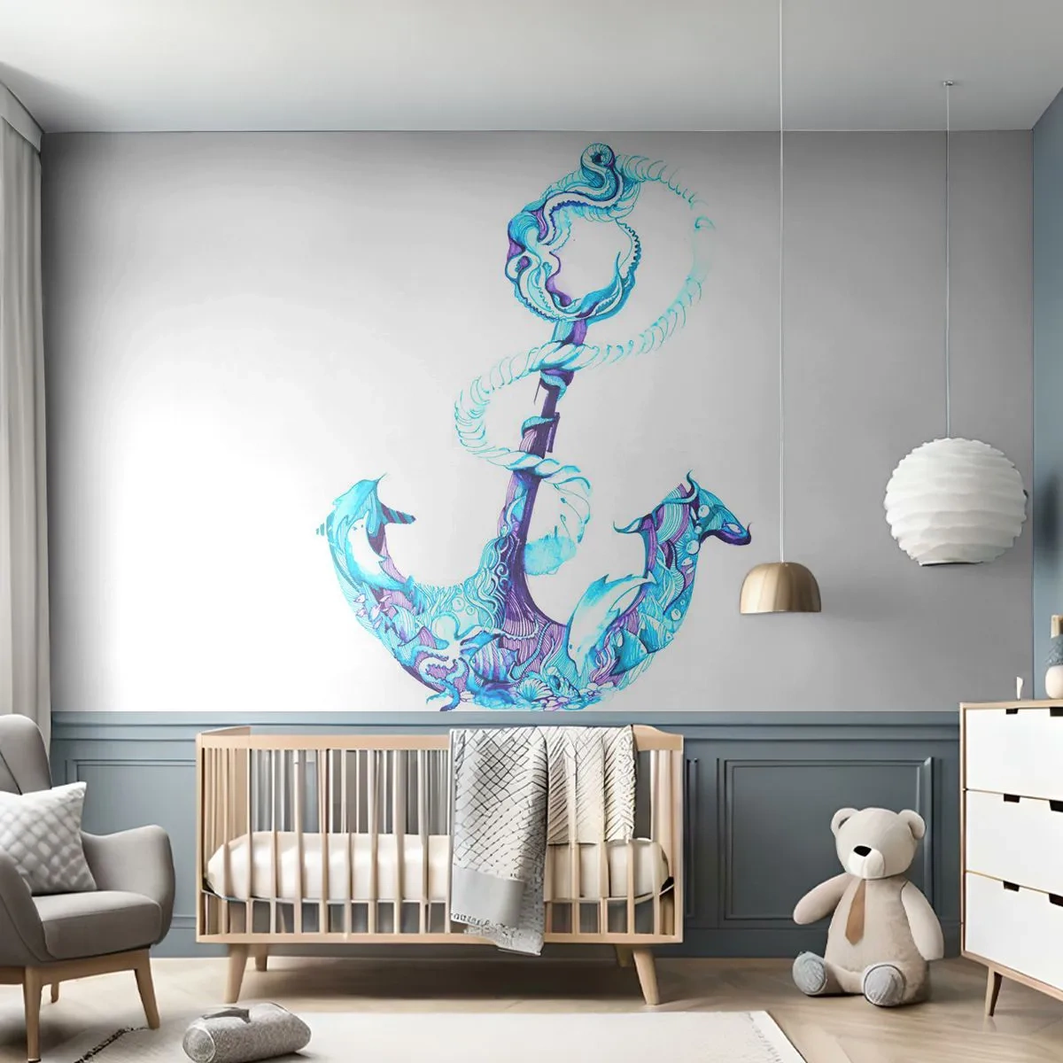 Självhäftande Fototapet Deluxe Sticker - Håller havets hemligheter - Abstraktion, Ankare, Hav - 250x175 cm