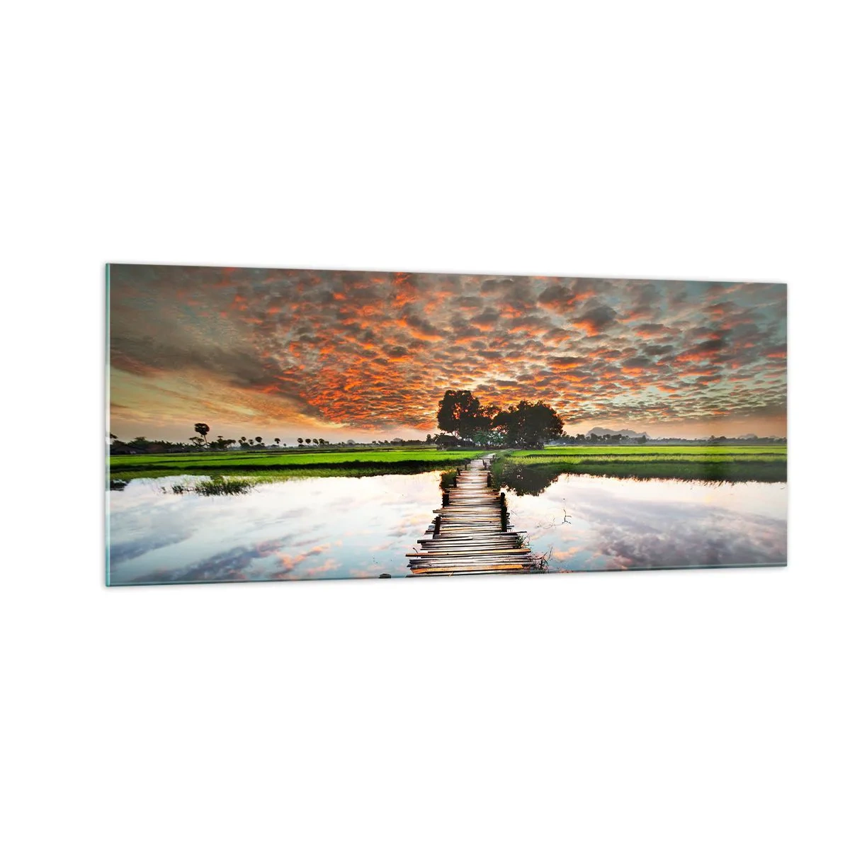 Glastavla - Bild på glas - Fäll ut armarna - andas  - 100x40 cm