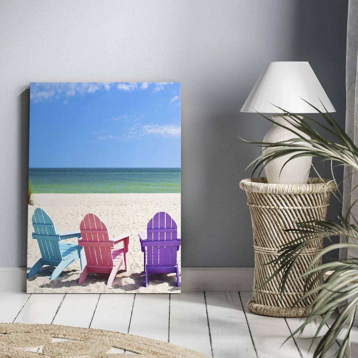 Canvastavla - Bild på duk - Regnbågsstrand - 55x100 cm