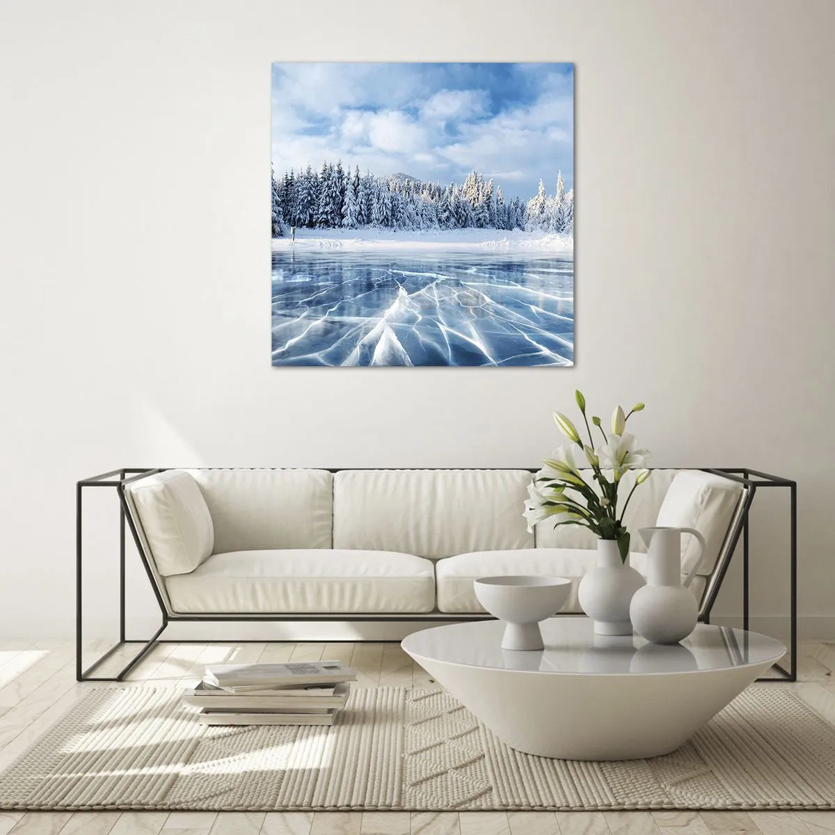 Glastavla - Bild på glas - Bedårande och kristallisk vy - 60x60 cm