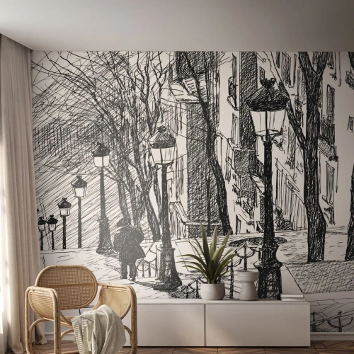 Fototapet på mått Premium Sand - Kärlekshistoria eller rysare? - Montmartre, Arkitektur, Paris