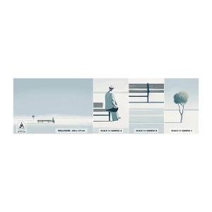 Fototapet Prov Standard Eco - Ja, jag väntar. - Minimalistisk, Ensam, Man - 100x30 cm