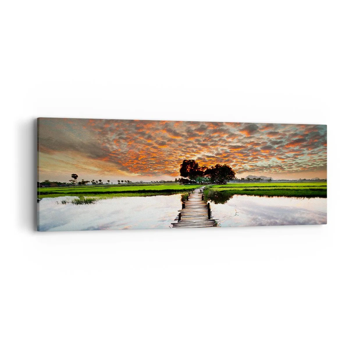 Canvastavla - Bild på duk - Fäll ut armarna - andas  - 90x30 cm