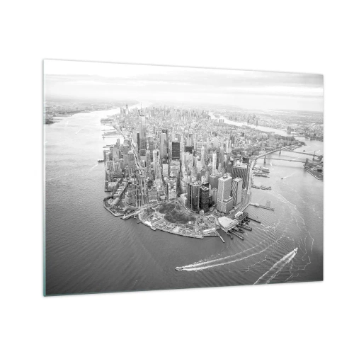 Glastavla - Bild på glas - En fågelperspektiv över staden i svartvitt - 70x50cm - Hur man inte älskar? - Modern väggdekoration för vardagsrum och sovrum ARTTOR