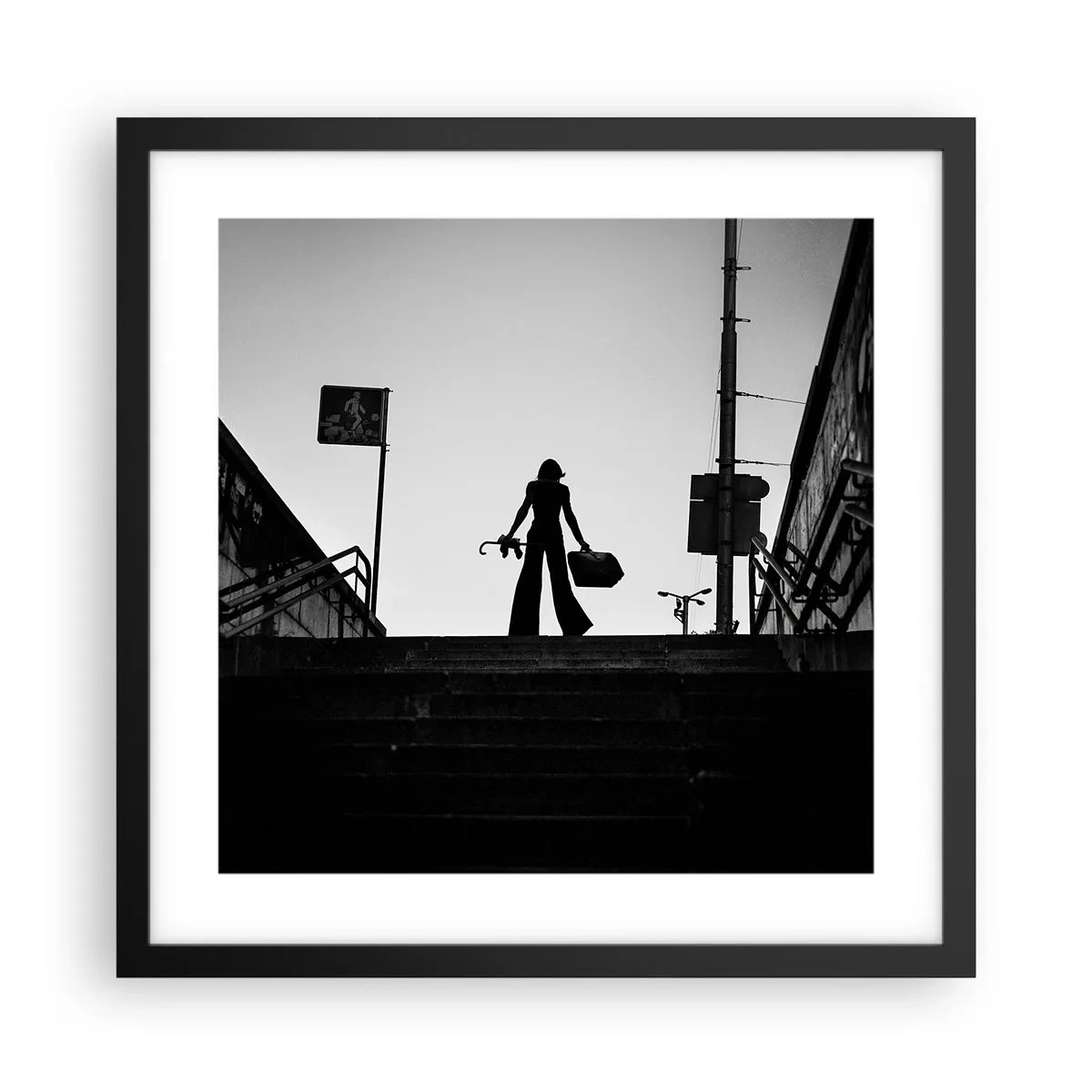 Affisch i svart ram - Stadsvandring - 40x40 cm